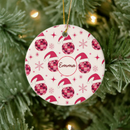 Groovy Christmas Santa Disco Balls Individuelle Na Keramik Ornament