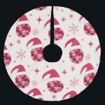 Groovy Christmas Santa Disco Balls Muster Polyester Weihnachtsbaumdecke<br><div class="desc">Das ist eine helle und helle Weihnachtsdiskokugel in Weihnachtsmannmütze mit Rot,  Rosa und Bordeaux mit Schneeflocken und Sternen.</div>