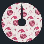 Groovy Christmas Santa Disco Balls Muster Polyester Weihnachtsbaumdecke<br><div class="desc">Das ist eine helle und helle Weihnachtsdiskokugel in Weihnachtsmannmütze mit Rot,  Rosa und Bordeaux mit Schneeflocken und Sternen.</div>