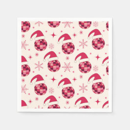 Groovy Christmas Santa Disco Balls Muster Serviette