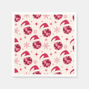 Groovy Christmas Santa Disco Balls Muster Serviette