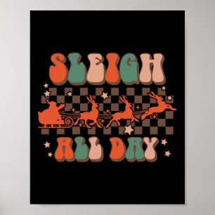 Groovy Christmas Sleigh Ganztägige Rentier Poster