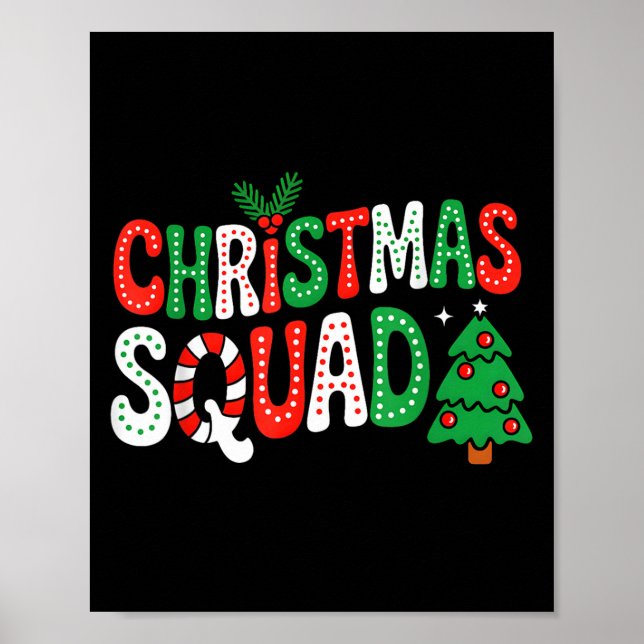 Groovy Christmas Squad Xmas Tree Family Matching P Poster (Vorne)