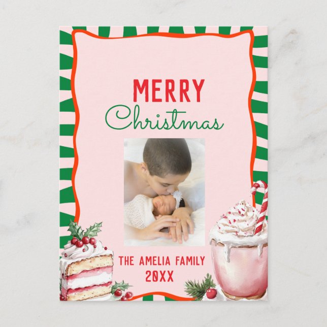 Groovy Christmas Sweet Treats Photo  Postkarte (Vorderseite)