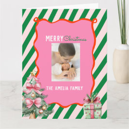 Groovy Christmas Tree Doodle Photo Karte