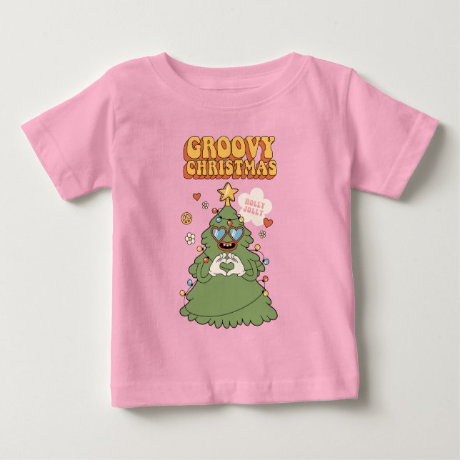 Groovy Christmas Tree - Holly Jolly Vibes Baby T-shirt (Vorderseite)