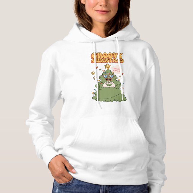 Groovy Christmas Tree - Holly Jolly Vibes Hoodie (Vorderseite)