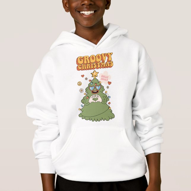 Groovy Christmas Tree - Holly Jolly Vibes Hoodie (Vorderseite)