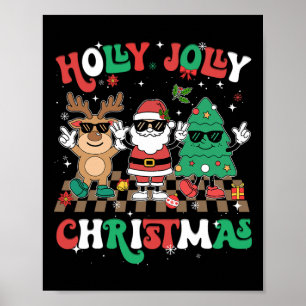 Groovy Christmas Xmas Rentier Santa Tree Boys Gir Poster