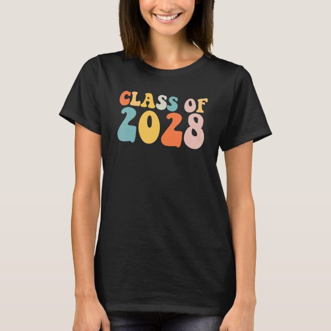 Groovy Class Of 2028 Senior Junior 12th Grade Back T-Shirt (Vorderseite)