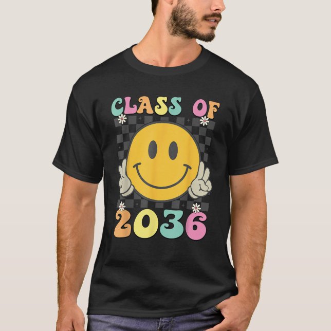 Groovy Class Of 2036 Kindergarten Grow with Me Gra T-Shirt (Vorderseite)
