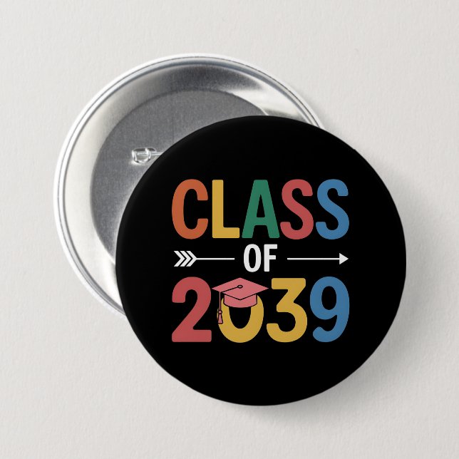 Groovy Class of 2039 Abschluss Senior 2039 Button (Vorne & Hinten)