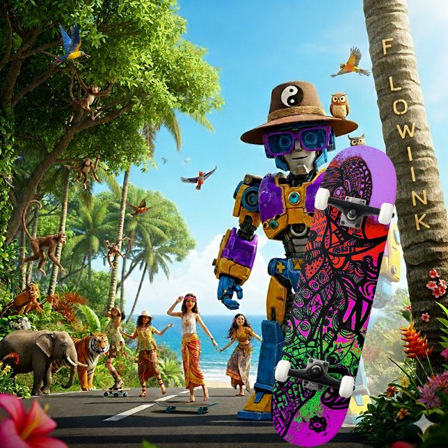 Groovy Colorful Abstrakt Skateboard (Von Creator hochgeladen)