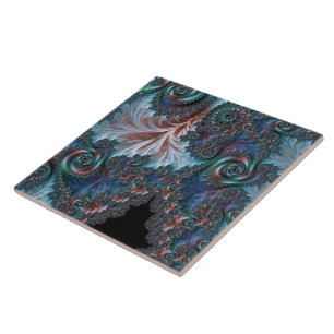 Groovy Colorful Boho Hippie Mandelbrot Fraktal Art Fliese