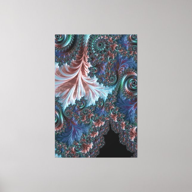Groovy Colorful Boho Hippie Mandelbrot Fraktal Art Leinwanddruck (Vorderseite)