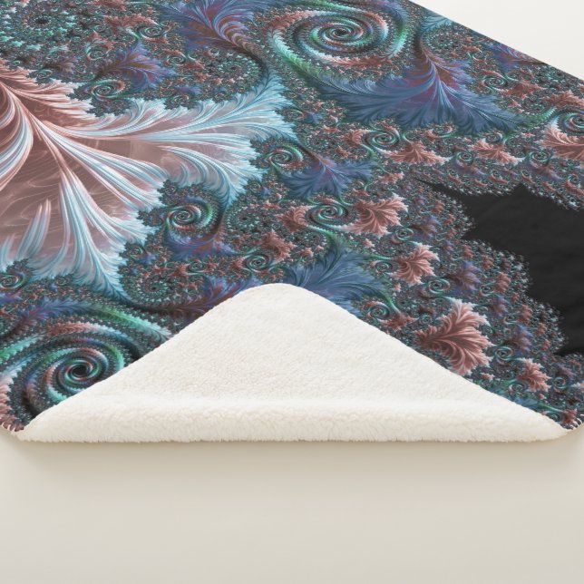 Groovy Colorful Boho Hippie Mandelbrot Fraktal Art Sherpadecke (3/4)