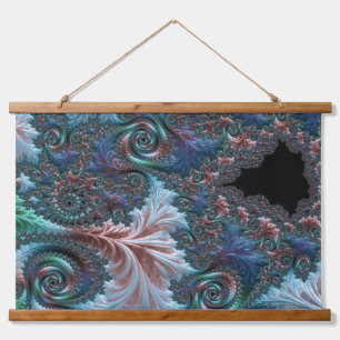 Groovy Colorful Boho Hippie Mandelbrot Fraktal Art Wandteppich Mit Holzrahmen