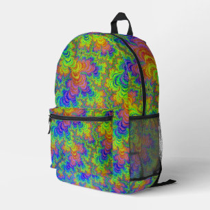 Groovy Colorful Boho Hippie Trippy Rainbow Fraktal Bedruckter Rucksack