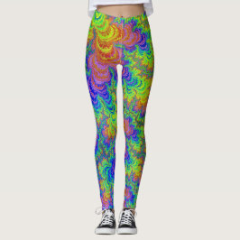 Groovy Colorful Boho Hippie Trippy Rainbow Fraktal Leggings