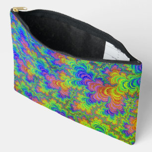 Groovy Colorful Boho Hippie Trippy Rainbow Fraktal Zubehörtasche