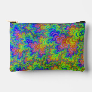 Groovy Colorful Boho Hippie Trippy Rainbow Fraktal Zubehörtasche