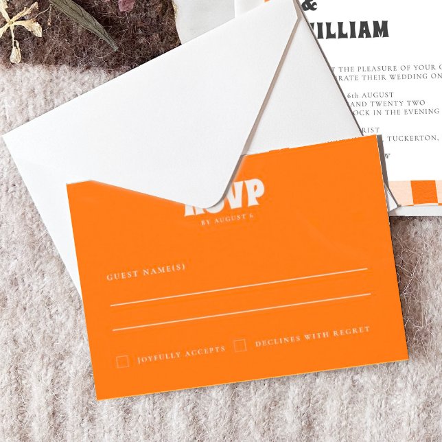 Groovy Colorful Checkered Unique Retro Hochzeit RSVP Karte (Von Creator hochgeladen)