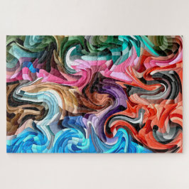 Groovy Colorful Fluid Patchwork Abstrakt Mosaik Puzzle