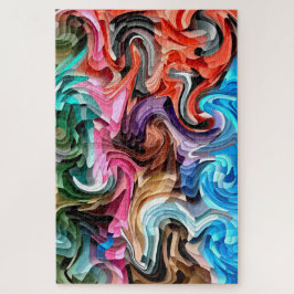 Groovy Colorful Fluid Patchwork Abstrakt Mosaik Puzzle