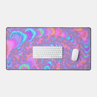 Groovy Colorful Fluorescent Trippy Spiral Fraktal Schreibtischunterlage
