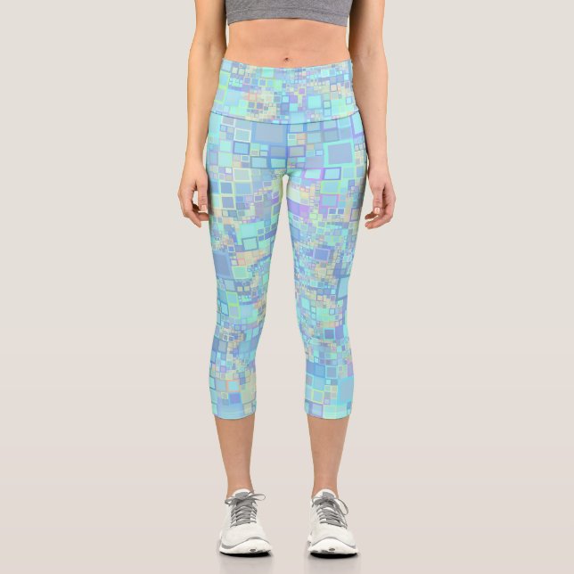 Groovy Colorful Funky Squares  Capri Leggings (Vorderseite)