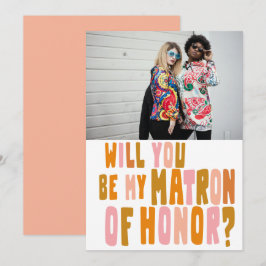 Groovy Colorful Matron Honorar Foto Vorschlag Card Einladung