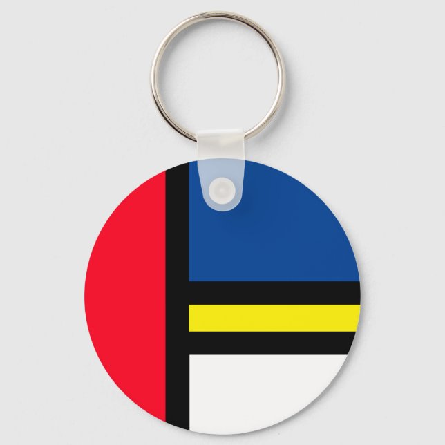 Groovy Colorful Modern Mondrian Style Abstrakt Art Schlüsselanhänger (Vorderseite)