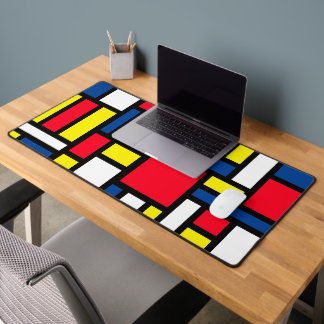 Groovy Colorful Modern Mondrian Style Abstrakt Art Schreibtischunterlage