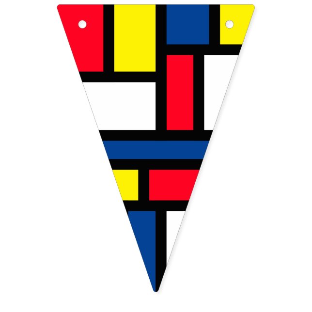 Groovy Colorful Modern Mondrian Style Abstrakt Art Wimpelkette (Erste Fahne)