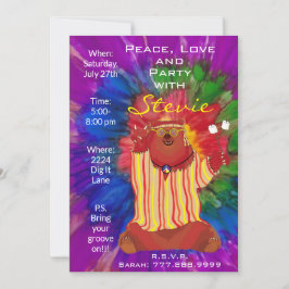 Groovy Colorful Peace Bären 1960s Style Einladung