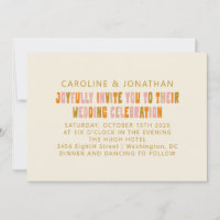 Groovy Colorful Pink und Orange Lettering Hochzeit