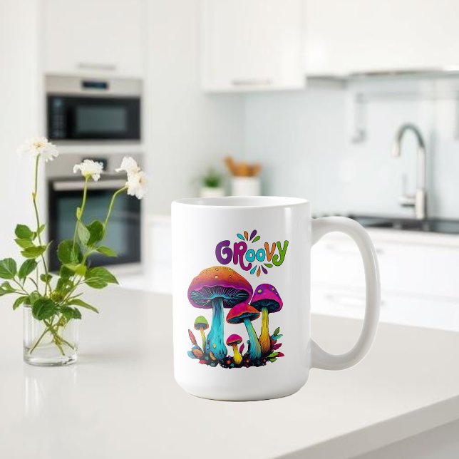 Groovy Colorful Psychedelic Mushrooms Kaffeetasse (Groovy Colorful Psychedelic Mushrooms Coffee Mug)