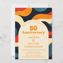 Groovy Colorful Retro 70er 50. Hochzeitstag