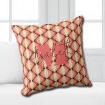 Groovy Colorful Retro Kissen<br><div class="desc">Ihr Monogramm und Ihr Vorname unterstreichen ein Retro-farbiges gewölbtes Muster in einer grobkörnigen Farbpalette,  dieses Kissen macht Spaß für Sie,  Ihre Kinder,  Unis-Schlafzimmer oder als Geschenk. (Sie können das Monogramm und den Vornamen entfernen,  die Personalisierung einfach leer verlassen.)</div>