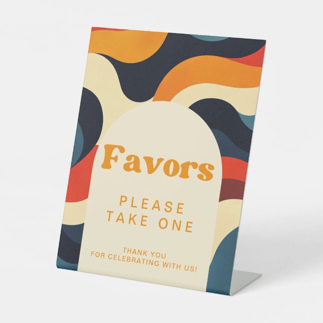 Groovy Colorful Retro Wavy Boho Favoriten Sockelschild (Vorderseite)