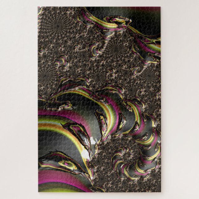 Groovy Colorful Trippy Funky Spiraling Fraktal Art Puzzle (Vertikal)