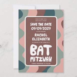 Groovy Colorful Waves Custom Bat Bar Bnai Mitzvah Save The Date