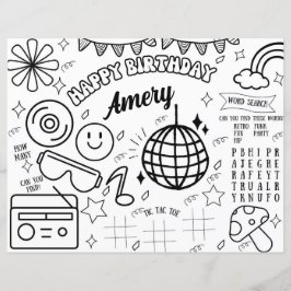 Groovy Coloring Pages Retro Geburtstagsparty