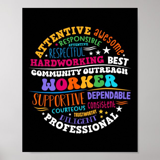 Groovy Community Outreach Worker Back To School  Poster (Vorne)