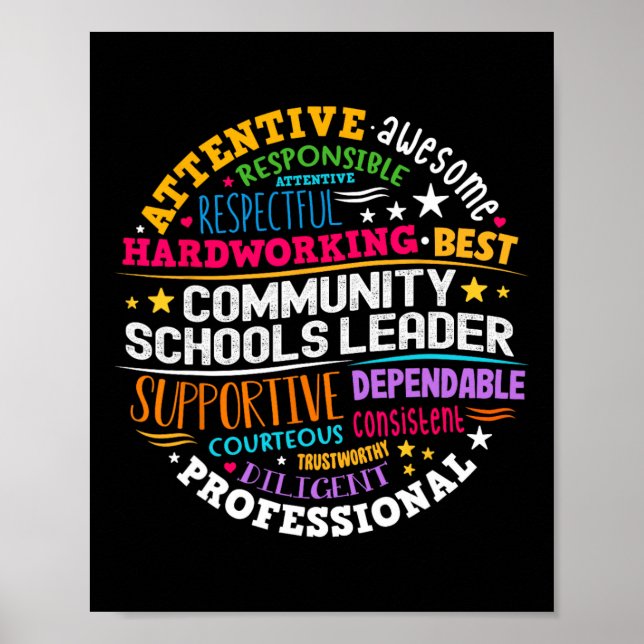 Groovy Community Schools Leader Spreading Positivi Poster (Vorne)