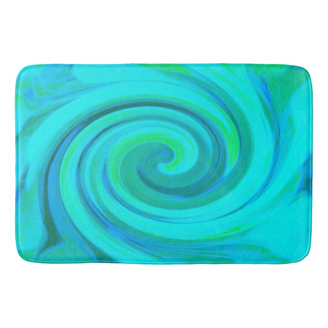 Groovy Cooles Abstraktes Aqua Liquid Art Swirl Badematte (Vorderseite)