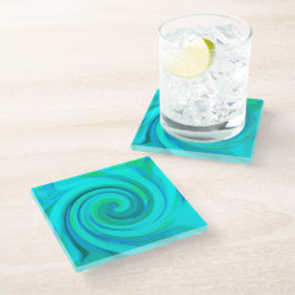 Groovy Cooles Abstraktes Aqua Liquid Art Swirl Glasuntersetzer