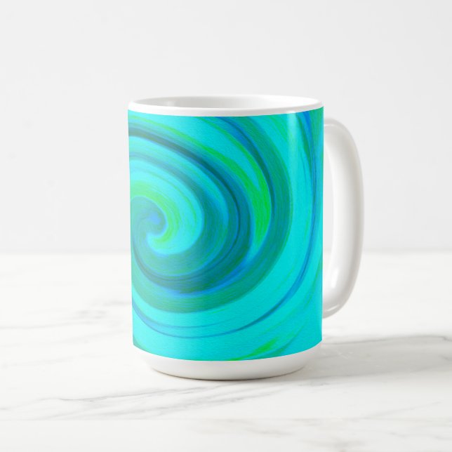 Groovy Cooles Abstraktes Aqua Liquid Art Swirl Kaffeetasse (VorderseiteRechts)