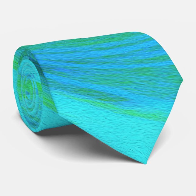 Groovy Cooles Abstraktes Aqua Liquid Art Swirl Krawatte (Gerollt)