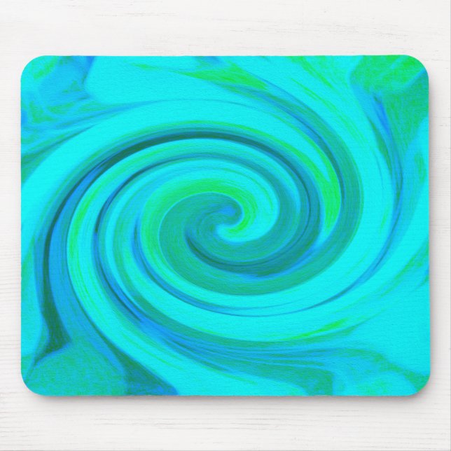 Groovy Cooles Abstraktes Aqua Liquid Art Swirl Mousepad (Vorne)